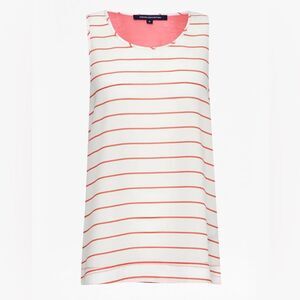 French Connection Polly Plains White & Orange Stripe Tank Top Size Small